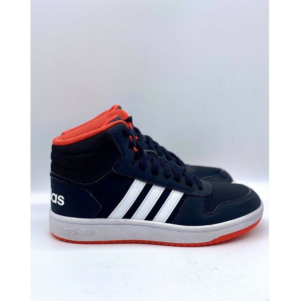 Adidas Hoops 2.0 Mid B75743 Black Red White Running Shoes Lace Y‎ Sz 6 W Sz 7.5